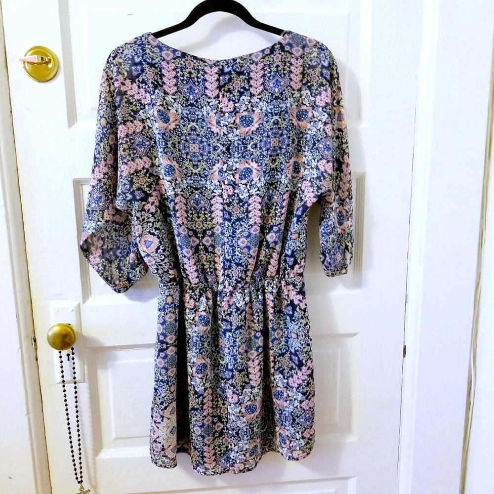 Love21 by Forever 21 retro print mini dress, blue and pink, women’s size small